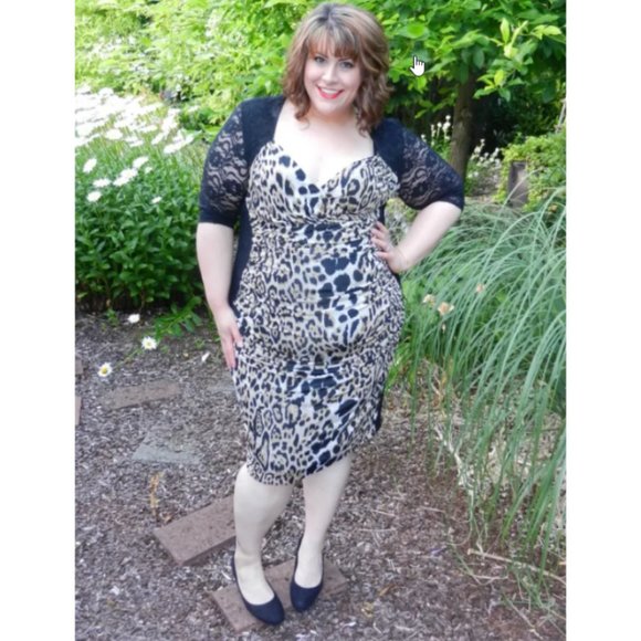 Kiyonna Leopard Stop and Stare Ruched Bodycon Dress - 4X - Picture 1 of 10